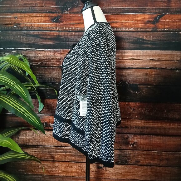 NWT Kasper XL Cardigan Sweater Jacket Blazer Knit Black Vanilla Ice Fringe - Picture 5 of 12